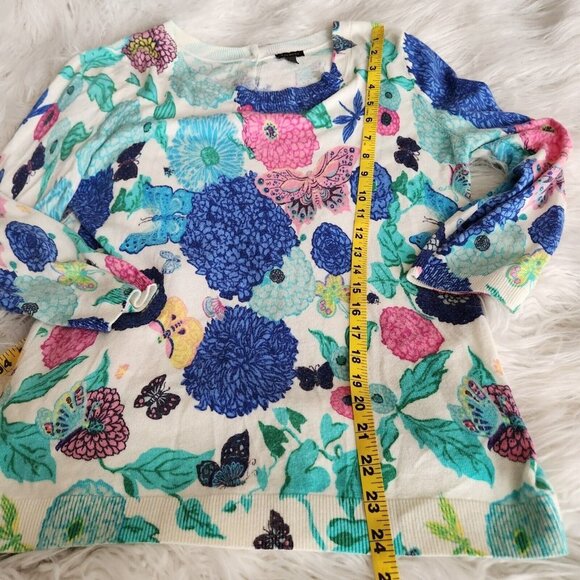 Talbots Womens Blouse Size Large Multicolor Floral Long Sleeve Pullover Top - Picture 10 of 13